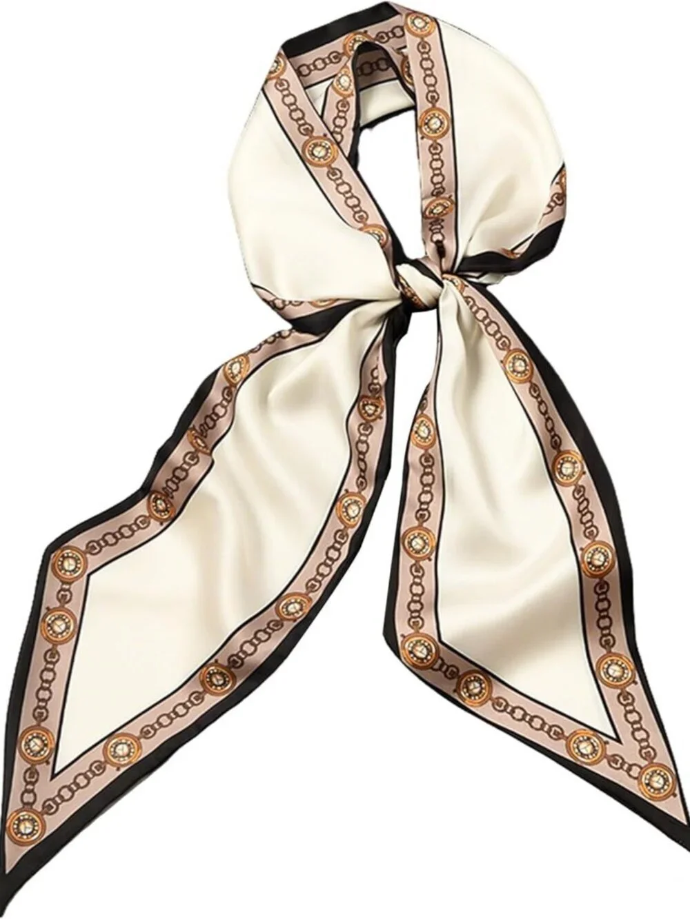 Women's White Black Line Flower Khaki Elegant Oblique Angle Scarves Bag Scarfs